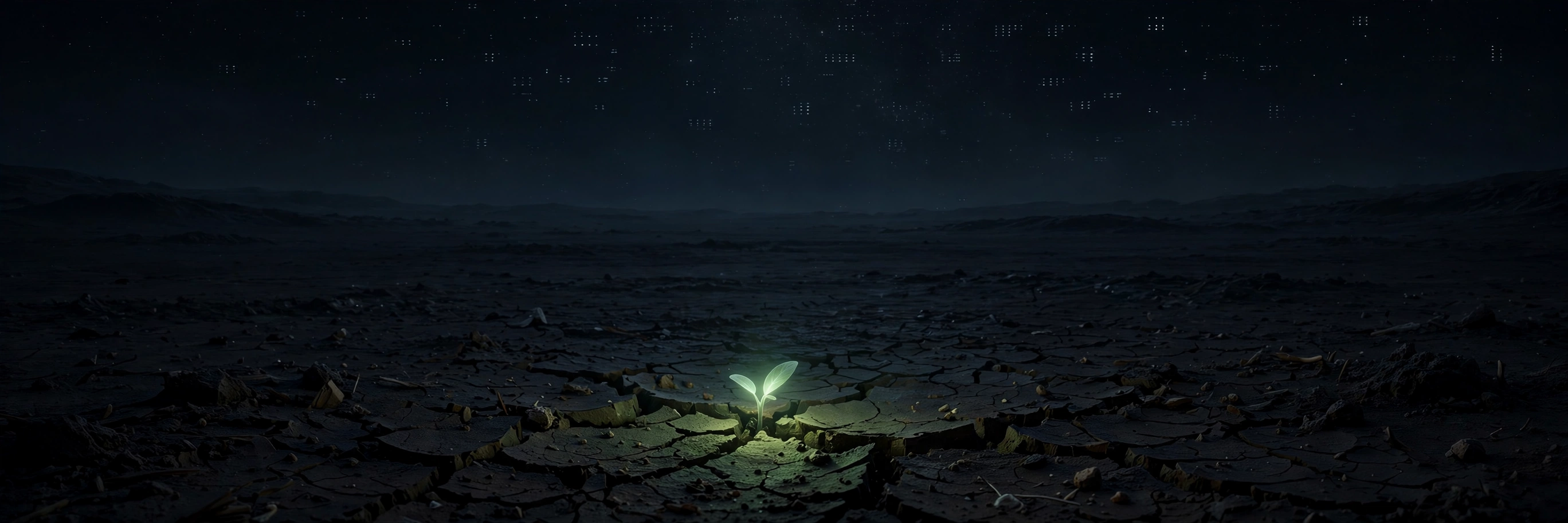 A small light emerging from dark ground